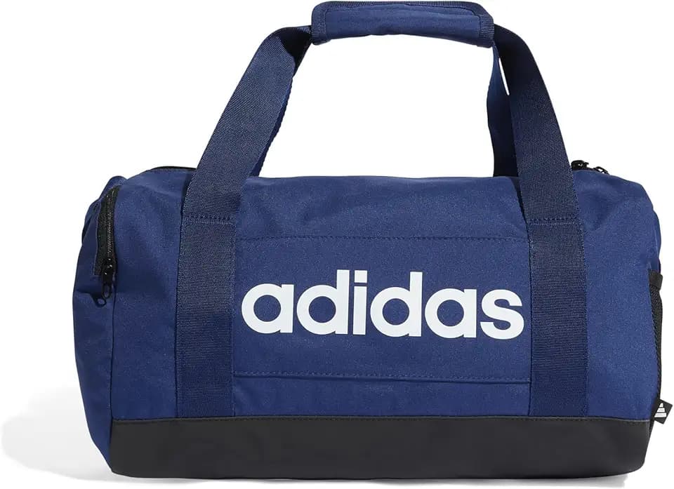 adidas Unisex Essentials Linear Duffel Bag Duffel Bag, Dark Blue/White, XS