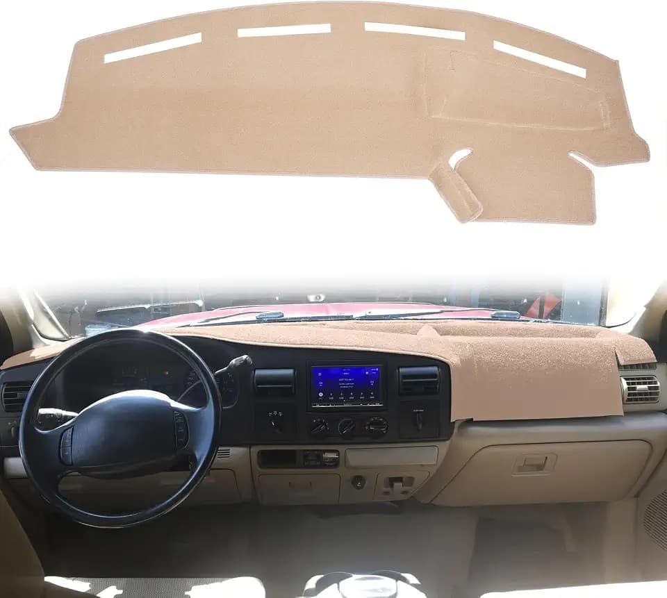 Dashboard Cover Custom Fit for Ford F250 F350 F450 F550 Super Duty Pickup Truck 2005 2006 2007,Dash Cover Mat Pad Carpet Protector (Beige)