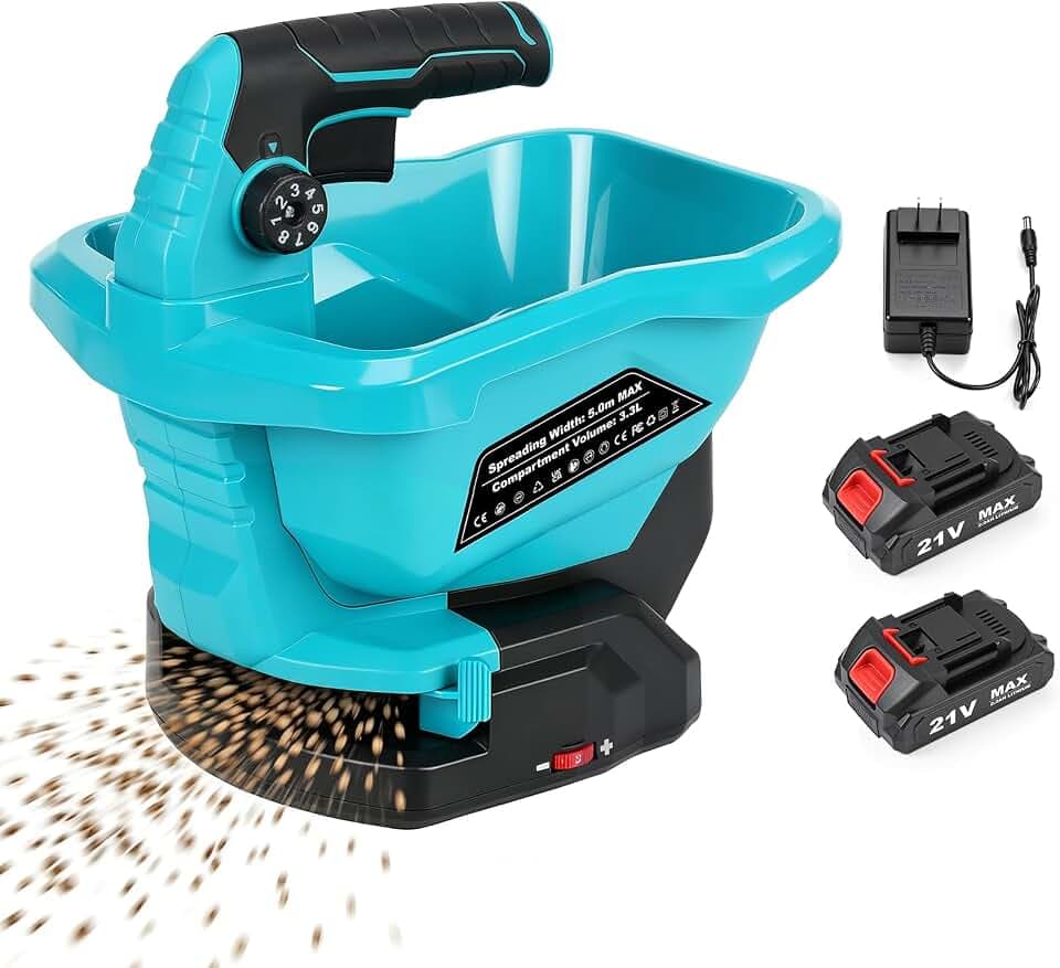 Seed Spreader Handheld with 2 Battery, Fertilizer Spreader