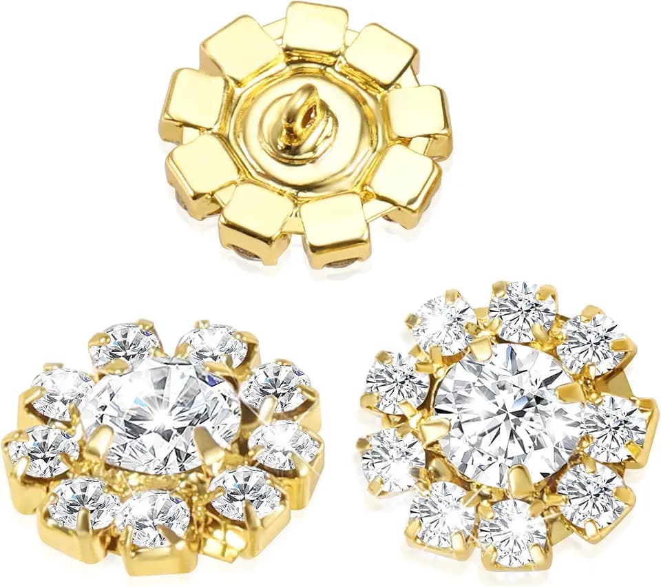 24 Stück Gold Strass Knopf 16mm Kristall Blume Knopf für Nähen Herstellung
