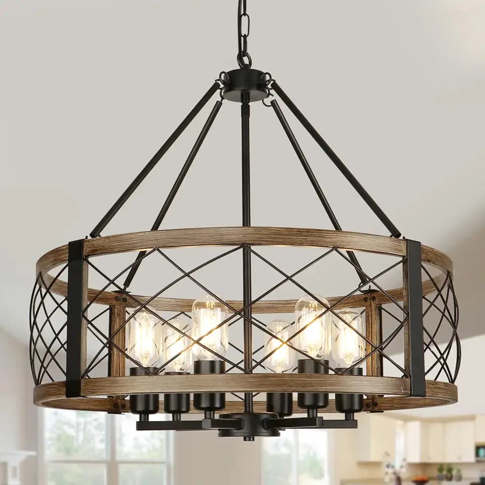 6-Light 22.5'' Farmhouse Chandelier for Dining Room Light Fixture