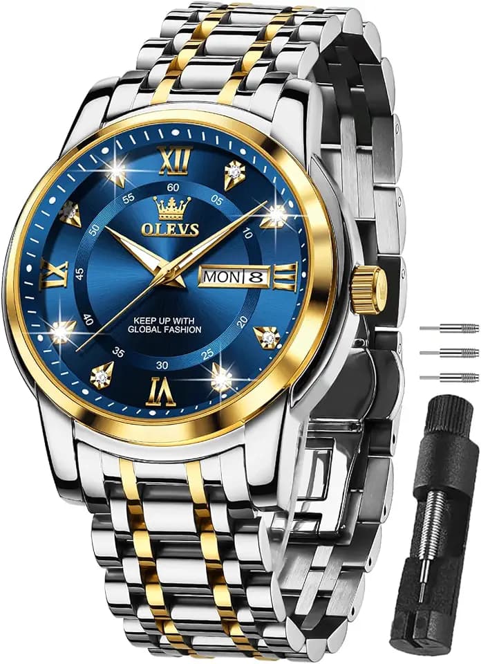 OLEVS Watches for Men Luxury Stainless Steel 30M Waterproof Quartz Dress