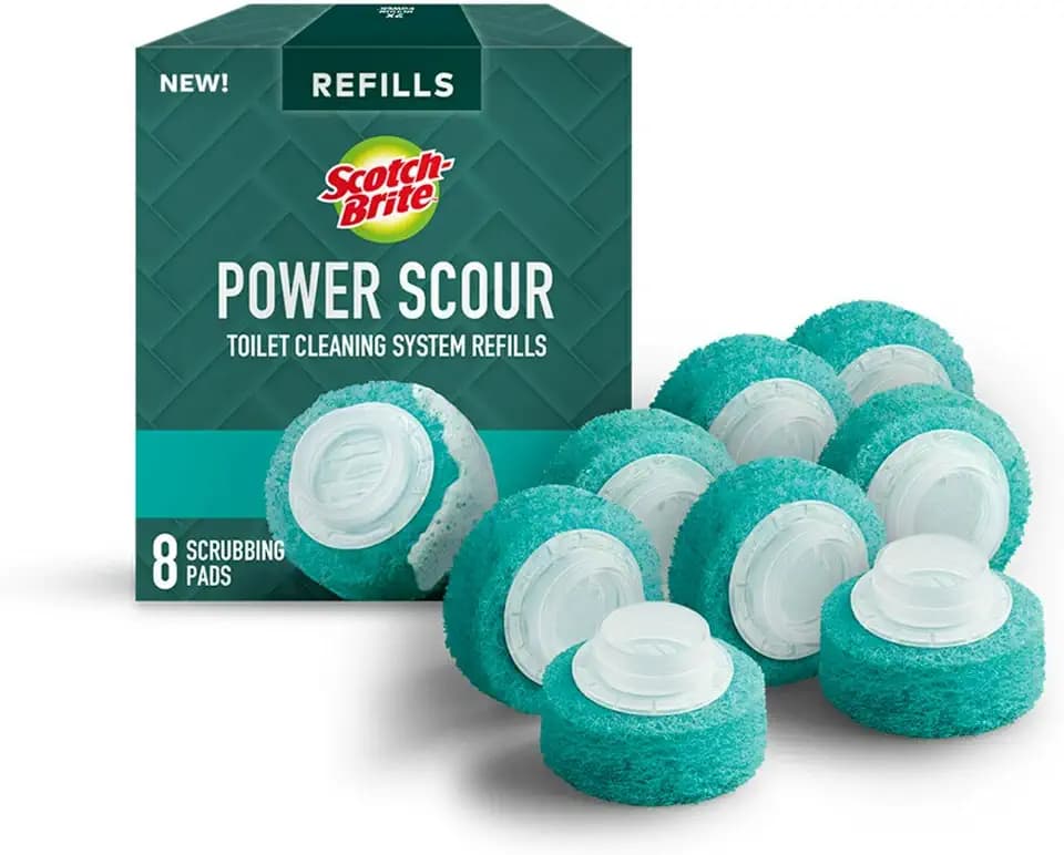 Scotch-Brite™ Power Scour Toilet Bowl Scrubbing Pad Refills, 8 Refill Disposable Toilet Bowl Cleaner Scrubbing Pads