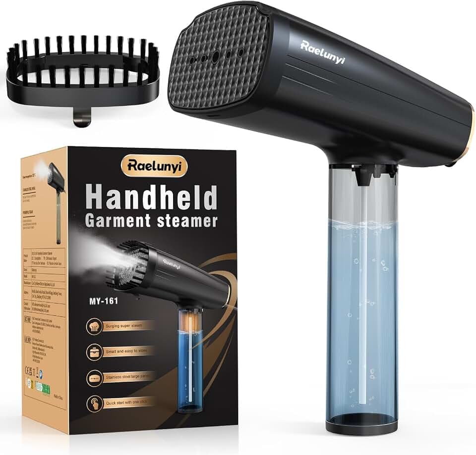 Dampfglätter 1300W, Steamer für Kleidung, Tragbarer Dampfbürste Faltenentferner, Ideal für Zuhause, Reisen und Büro, Schwarz