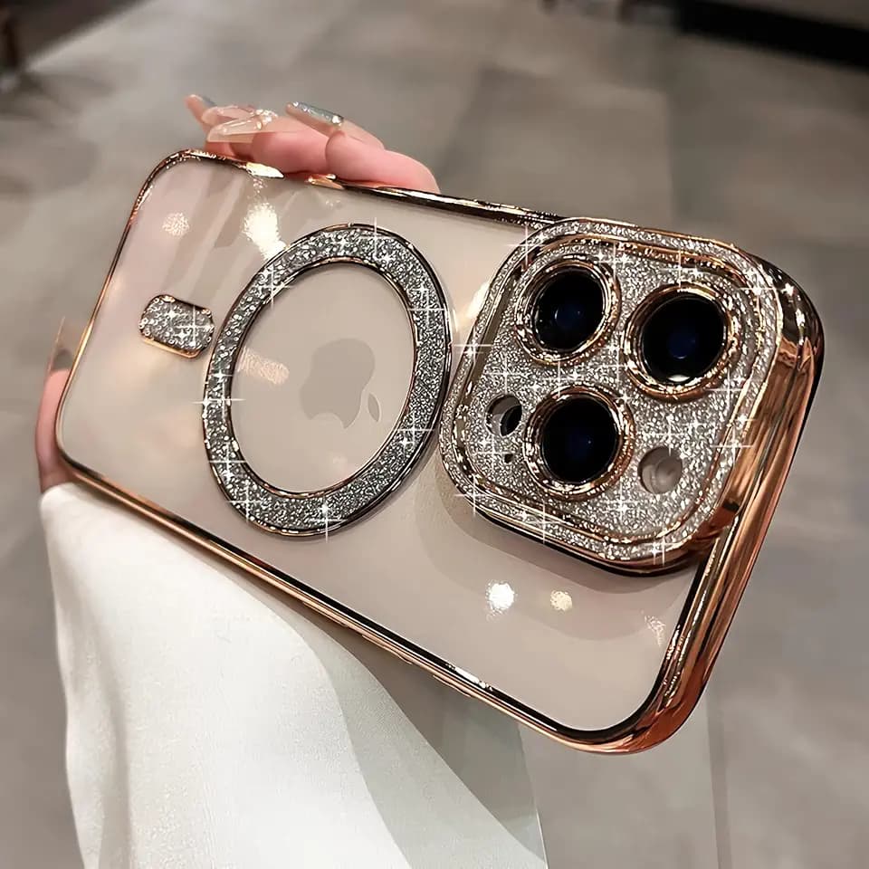 Magnetic Glitter for iPhone 16 Pro Max Case with Camera Protection