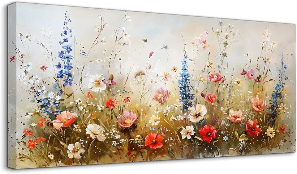 SERIMINO Large Floral Wall Decor, Flower Market Canvas Prints 29"X57"