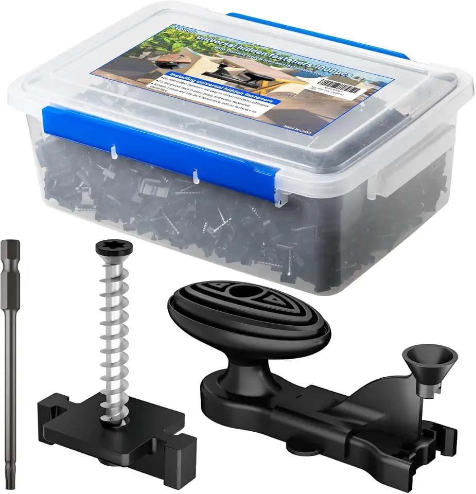 1000 PCS Hidden Deck Fasteners for Composite Decking,Nylon Deck Clips with 316 Stainless Steel Screws&Installation Tool,Universal Hidden Deck Clips for Wood&Composite Boards,Rust-Proof,Easy Install