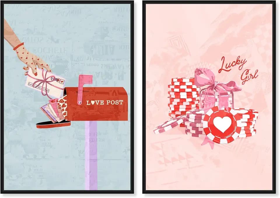 Love Canvas Print Glam Wall Decor Set of 2 by Art Remedy, Black Frame, 30 x 36
