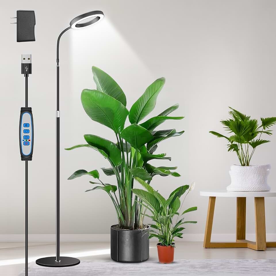 Aumtrly Black Grow Lights for Indoor Plants, Full Spectrum, with 68" Stand