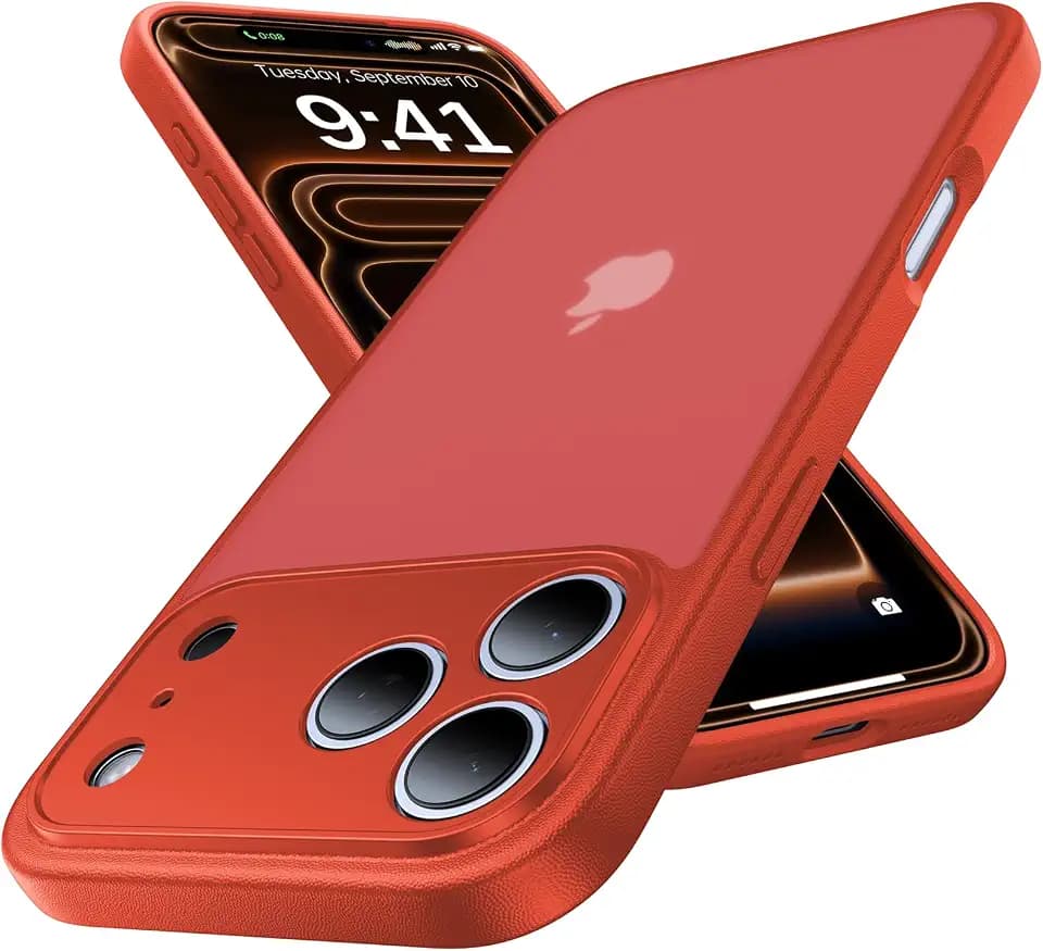 for iPhone 17 Pro Max Case, [Ribbed Non-Slip Sides] [Military-Grade Drop Protection] [Full Camera Protection] Anti-Yellow Soft-Touch Shockproof Slim Phone Case for iPhone 17 Pro Max, Red