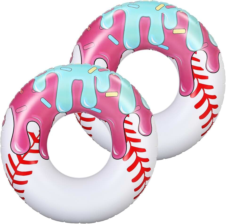 2 Pcs Ice Cream Drip Baseball Pool Floats 42.5 Inch Swim Rings