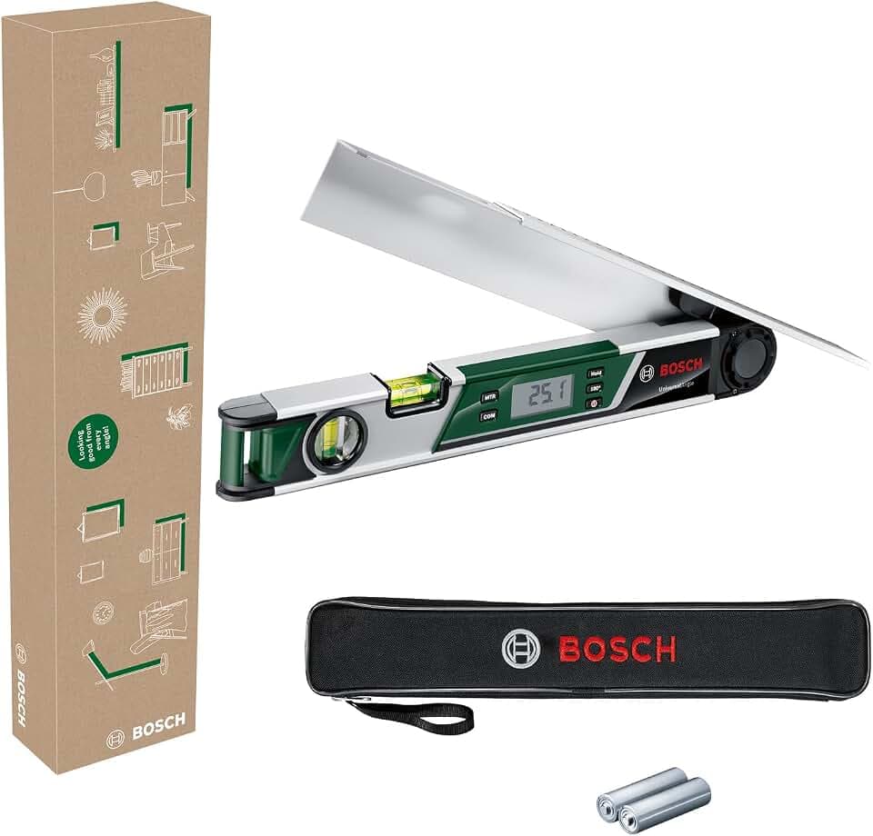 Bosch Home and Garden Bosch Winkelmesser UniversalAngle (Winkel bis 220° präzise messen und übertragen, mit integrierter Berechnungsfunktion für Gehrungswinkel, im E-Commerce Karton)