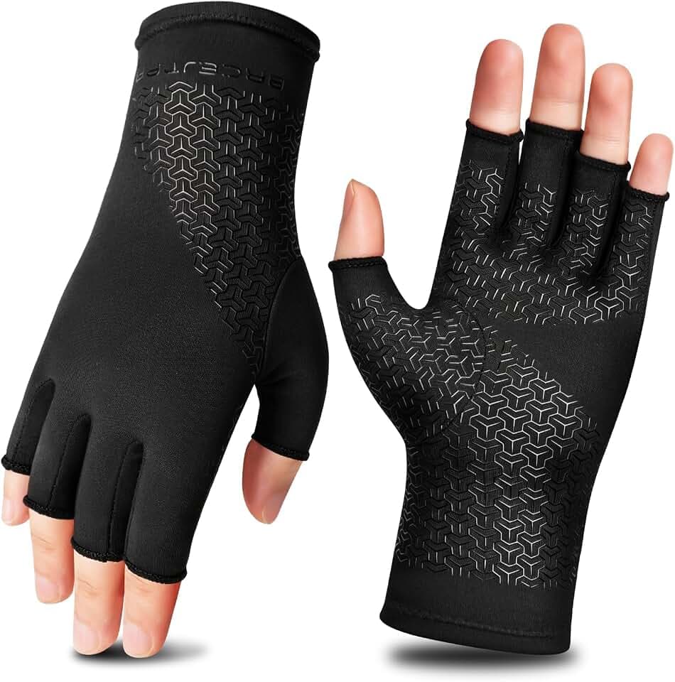 Arthritis Gloves for Women Men, Fingerless Compression Gloves - L