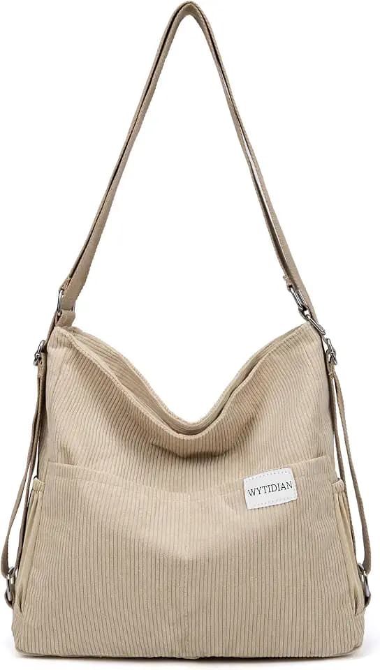 Corduroy Tote Backpack Crossbody Bag for Women