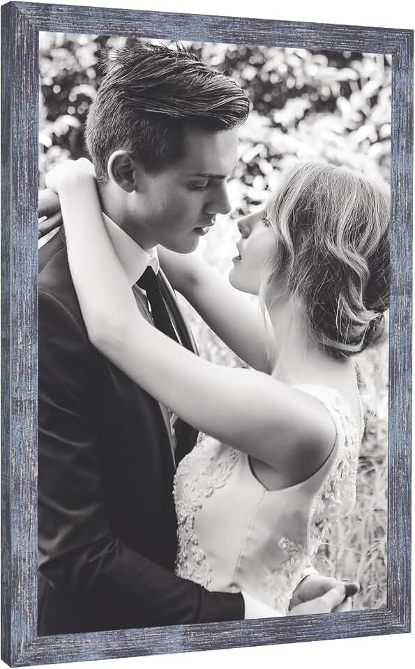 20x40 Frame Rustic Blue, 40x20 Picture Poster Frame, Horizontal Vertical Hanging, 20 by 40 Wall Gallery Family Concert Portrait Photo Frame Anniversary/Birthday/Wedding/Thank you/Christmas Gift