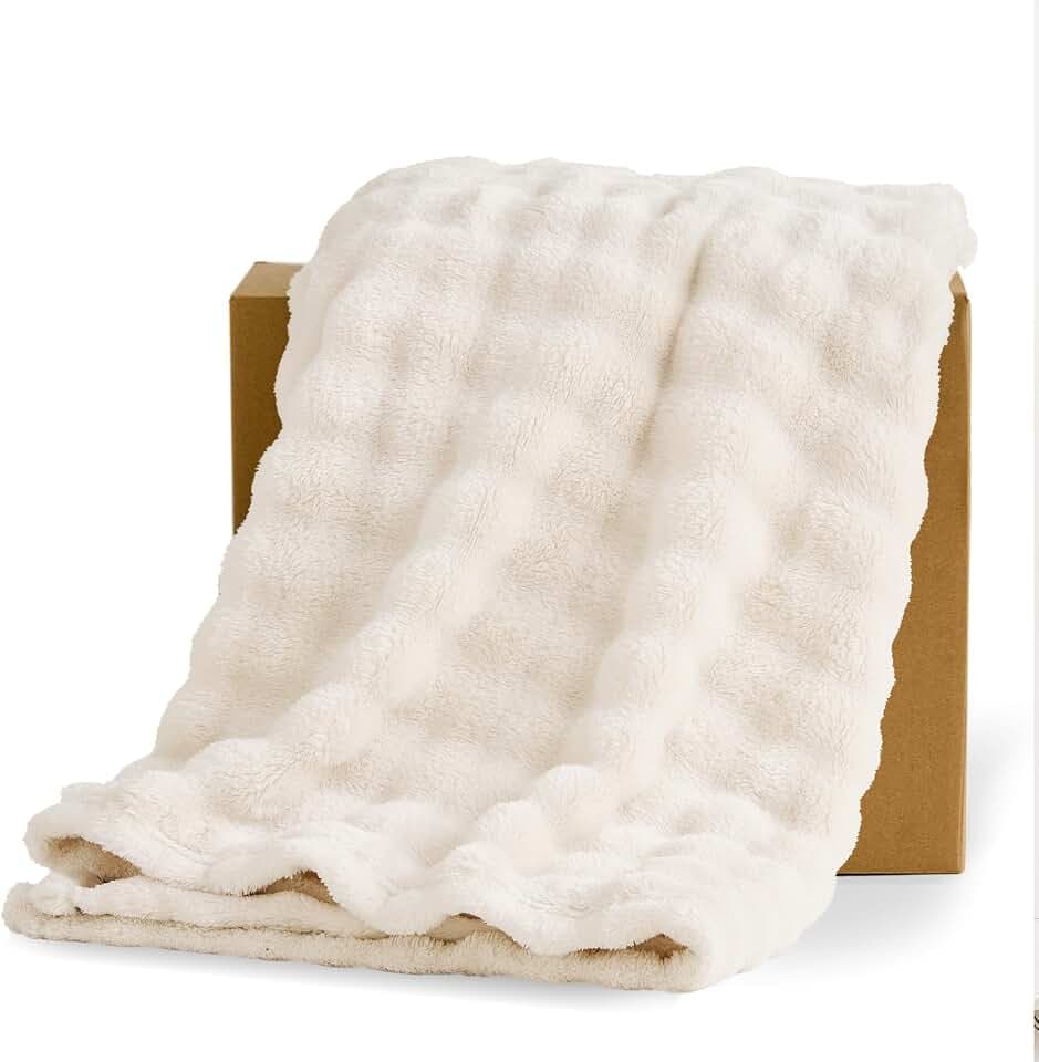 Vielit 3D-Bubble Kuscheldecke Flauschig, Sofa Decke, 150x200 XL Beige