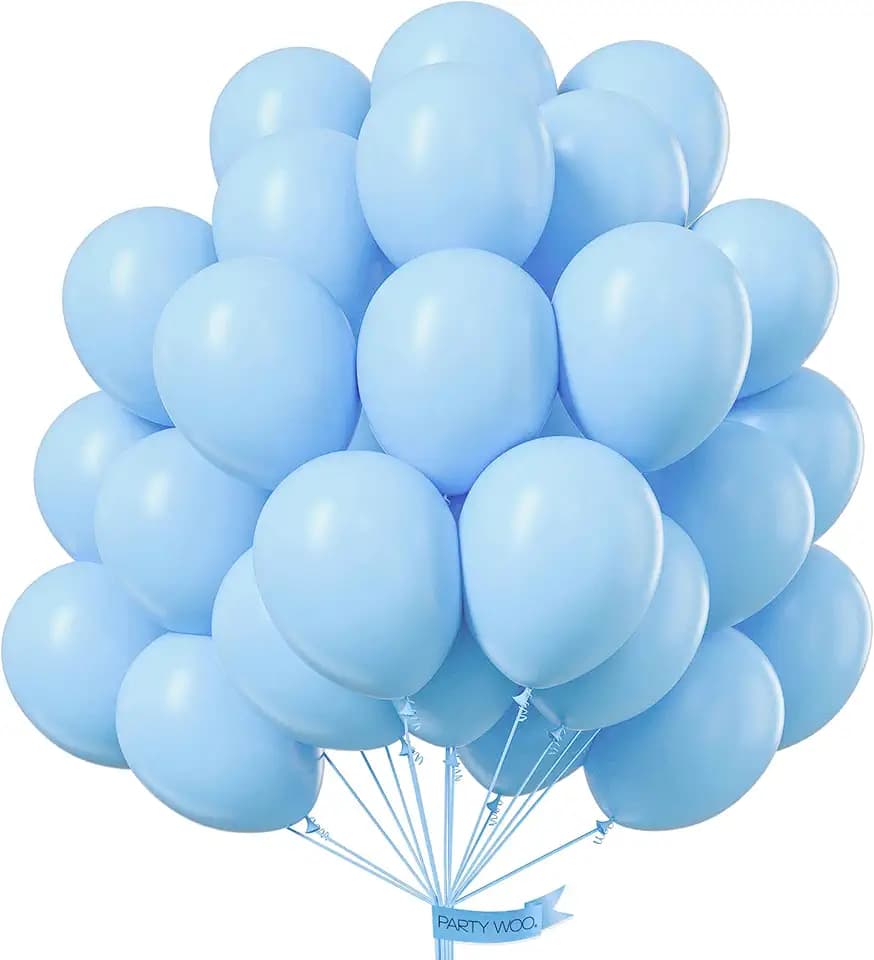 PartyWoo Light Blue Balloons 100pcs Baby Pastel Sky Aqua Blue Color 12 Inch