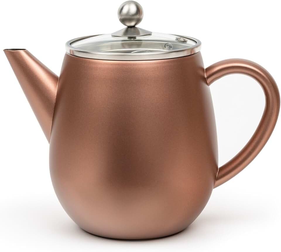 Bredemeijer Teekanne mit Siebeinsatz Edelstahl 1,1 Liter - Braun