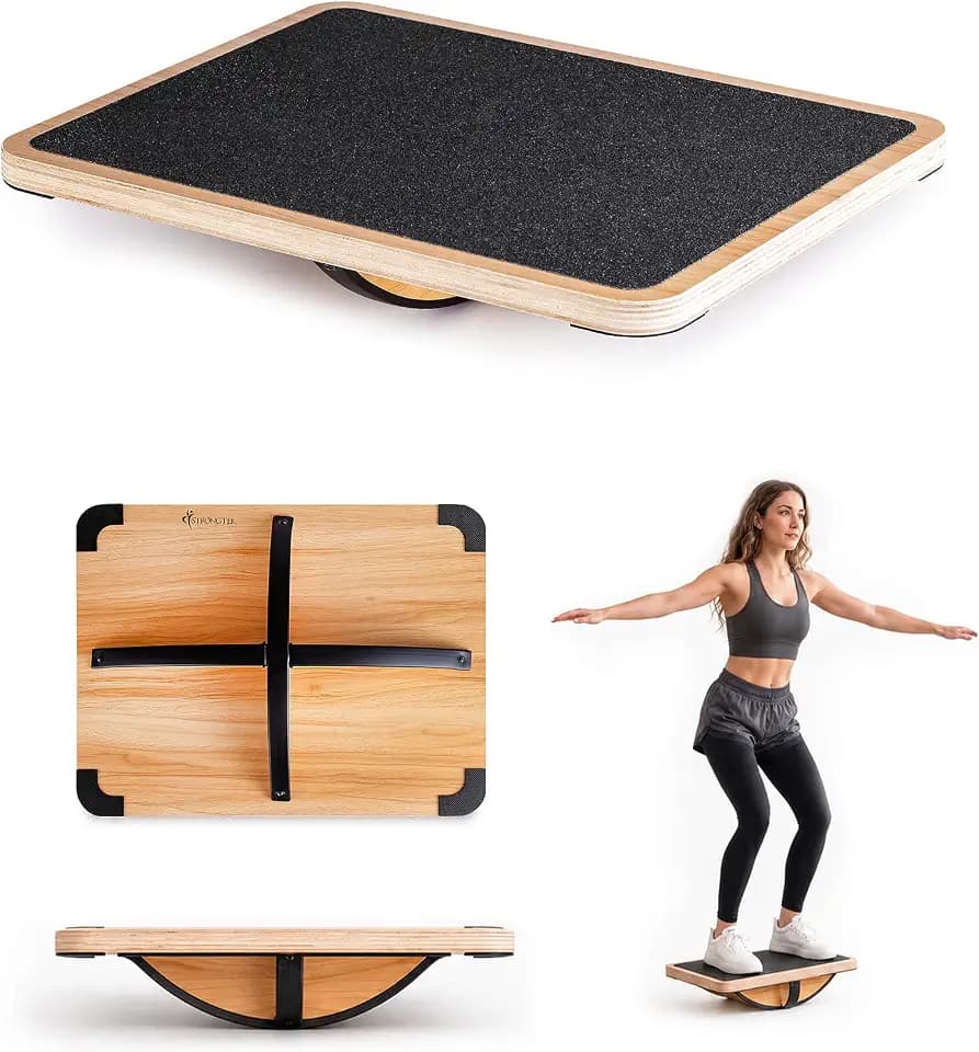 StrongTek Wooden Balance Board, Basic Rocker or Advanced 360° Wobble