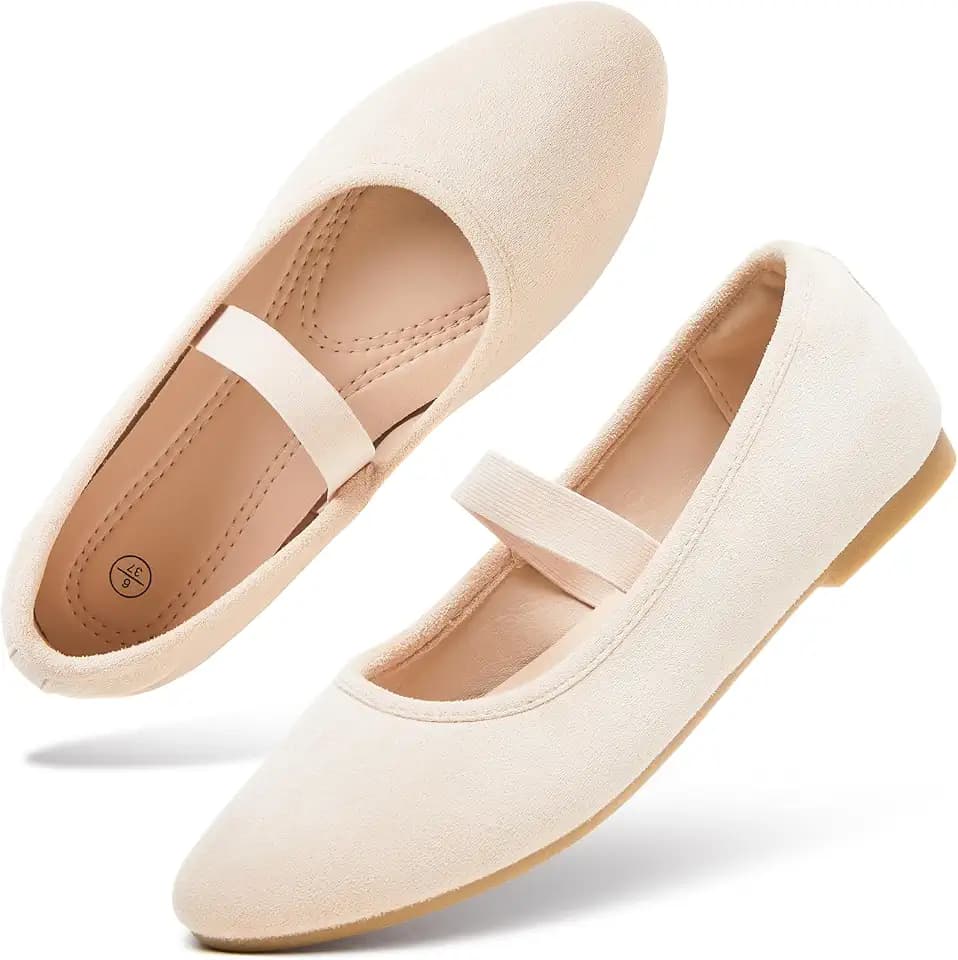 hash bubbie Women's Mary Janes Ballet Flats Suede Dress Shoes