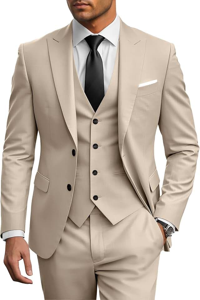 Wangyue Men's Suits 3 Piece Slim Fit Wedding Suits for Men Formal Business Suit Party Prom Tuxedo