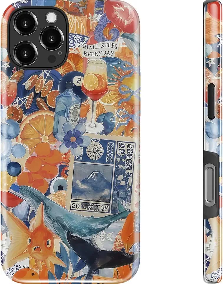 DEENAKIN Cute Case for iPhone 16 Pro,Preppy Floral,Wireless Charging