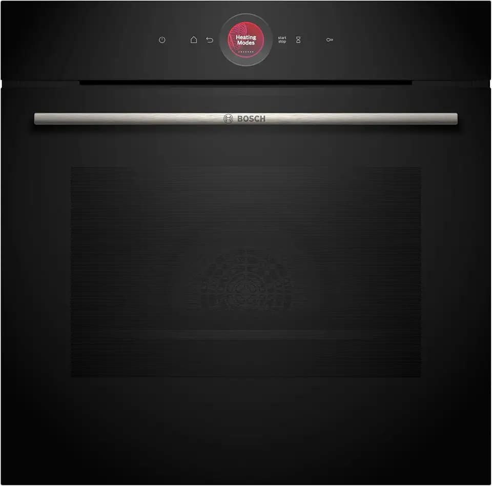 Bosch HBG7221B2, Serie 8 Smarter Einbau-Backofen, 60 x 60 cm, Made in Germany, Hydrolyse Reinigung, Air Fry, Bosch Assist Automatikprogramme, 3D Heißluft, Farbiger Touchscreen mit Bedienring, Schwarz