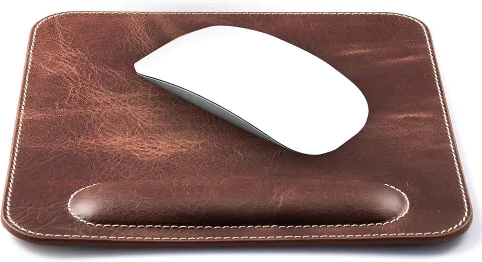 Londo Top Grain Leather Mouse Pad with Wrist Rest – Ergonomic Support, Non-Slip Base, Smooth Surface
