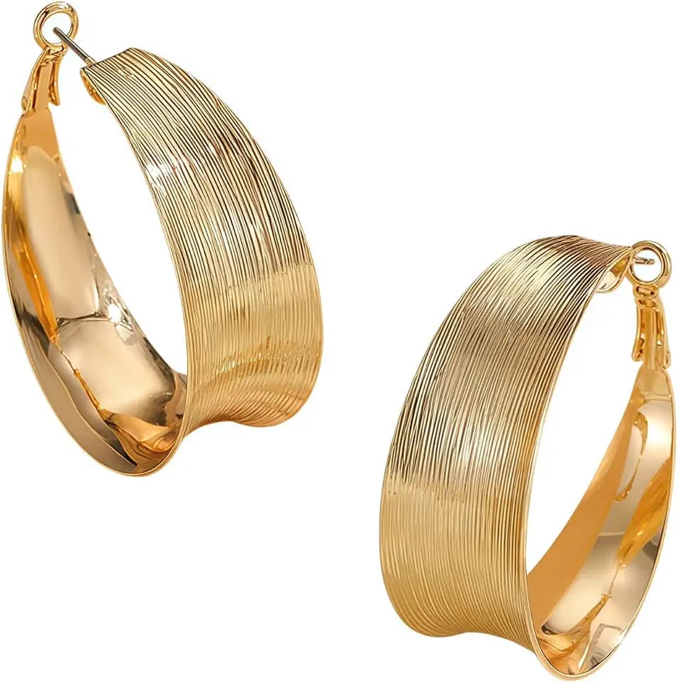 Statement Chunky Gold Hoop Earrings for Women, Large Wide 80MM Vintage Silver 70s 80s Dangle Earrings Drop Ear Jewelry Gifts for Prom & Wedding