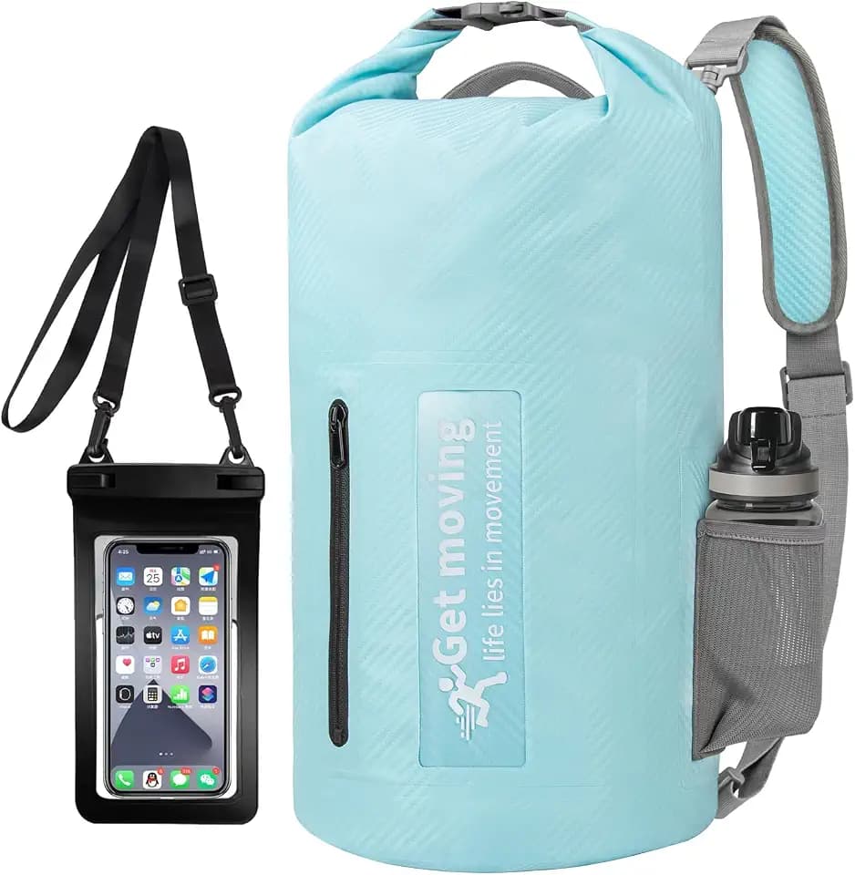 Dry Bag wasserdichte Tasche 30L Ultraleicht Dry Bag RollTop Wasserdichter Beutel Rucksack Schwimmen Tasche Wasserfester Packsack Seesack für Boot Kajak Rafting Baden Angeln (30L, Hellblau)