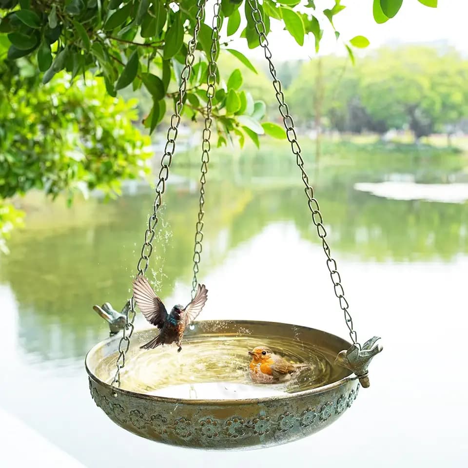 Metal Hanging Bird Bath, Hanging Bird Baths for Outdoors