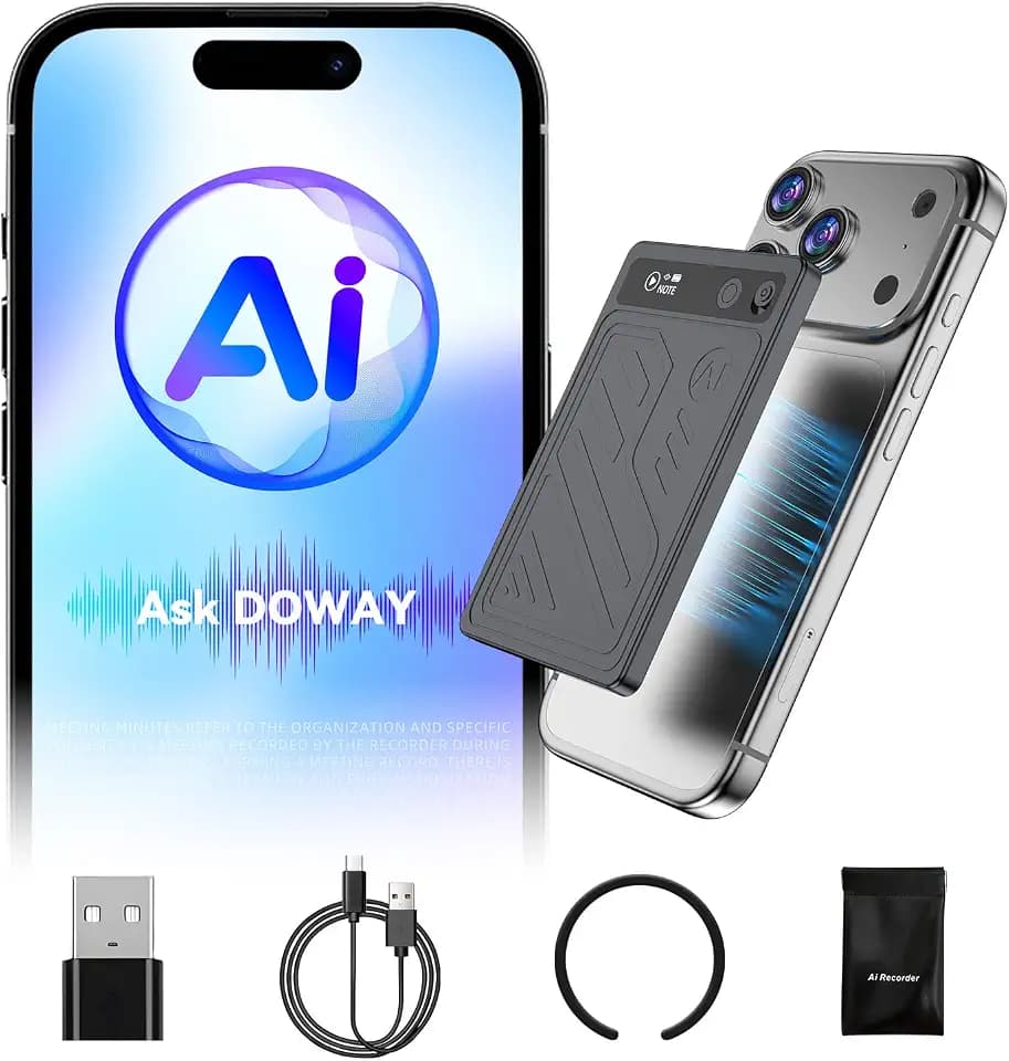 Magnetic AI Voice Recorder-73H Battery, Transcribe&Summarize with AI Noise Cancellation, USB-C Charge Recording Device, 64GB Audio Recorder for Lectures, Meetings, Calls, Interviews, 112 Languages