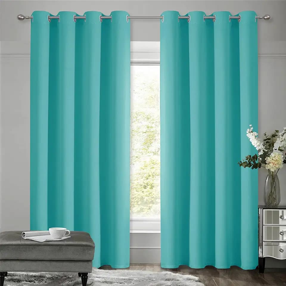 Verdunklungsvorhänge Gardinen mit Ösen, Wohnzimmer Thermovorhang Kälteschutz, Vorhänge Blickdicht Schallschutz Thermo Vorhang gegen Kälte 183 cm Hoch, H 183 x B 117 cm Türkis, 2er Set