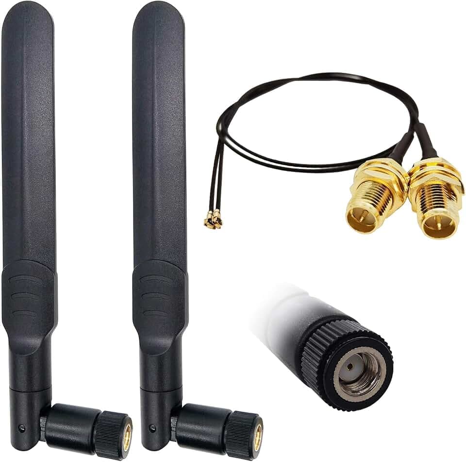 WiFi Antenna Dual-Band 8dBi RP-SMA Male MHF4 Cable Kit for M.2 NGFF Card