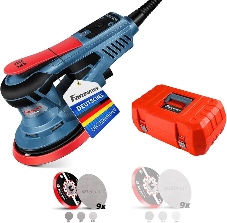 FANZWORK Bürstenloser Exzenterschleifer HG0024 350W /5mm Hub(125/150mm set)