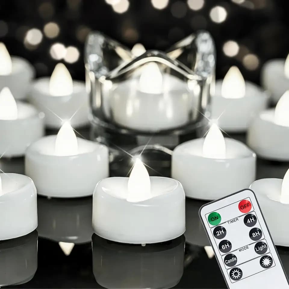 merrynights 12Pcs Remote Control LED Tea Lights,2/4/6/8H Timer,400+Hours