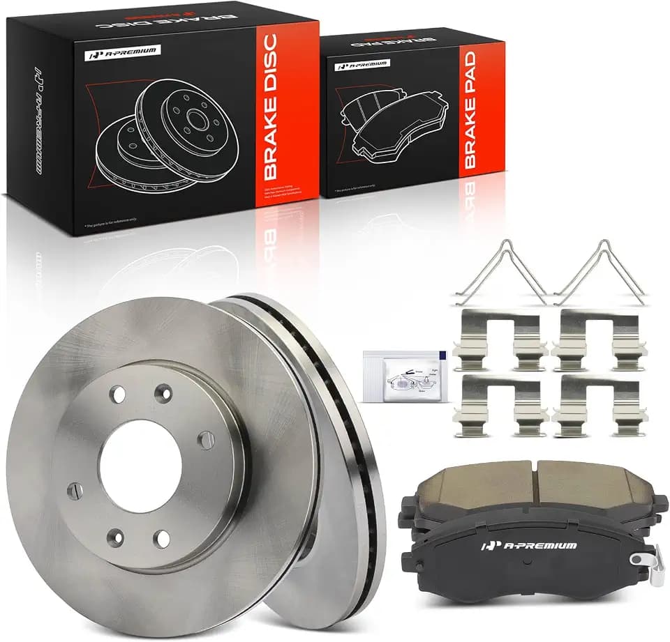 A-Premium 10.12 inch (257mm) Front Vented Brake Rotors and Ceramic Pads Kit