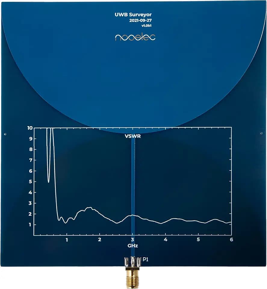 Nooelec UWB Surveyor Antenna - Extremely Wide Bandwidth Biconical Low-Profile PCB Antenna. Frequency Range of 700MHz to 10GHz, Average Gain of 3dBi. Very Small and Portable with SMA Female Connector