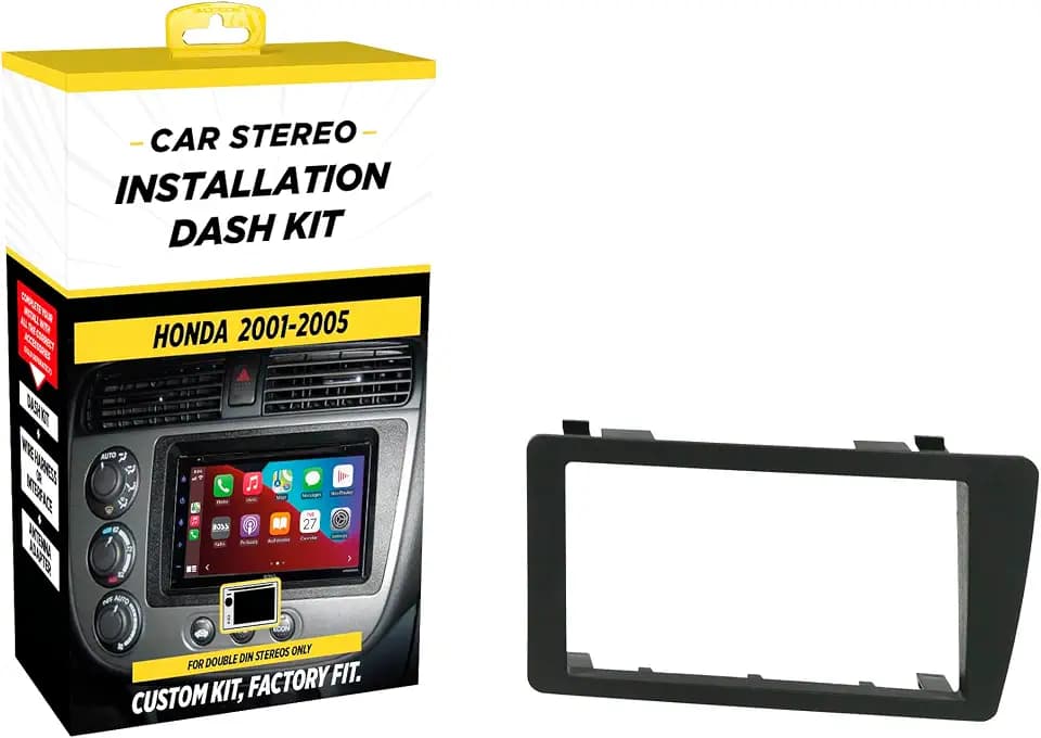 Scosche HA1710B Double DIN Radio Install Dash Kit Compatible with Select 2001-05 Honda Civic - Aftermarket Car Stereo Installation Kit - Not Compatible with Civic Si - Factory Radio Brackets Required