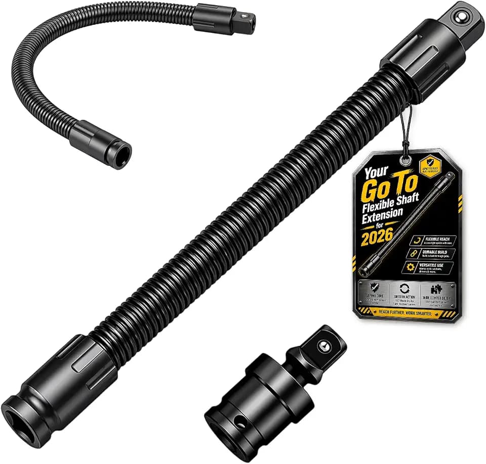 jintion 1/2 Flexible Shaft Extension Socket Wrench Extender for Electric Ratchet Impact Tools Tight Spots Bendable Rotary Rod with L Type Steel Spring for Tight Spaces Automotive Repair (250mm)
