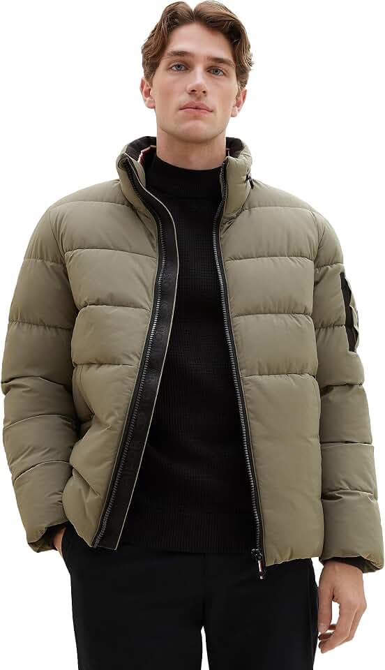 Tom Tailor Herren Puffer-Jacke mit Abnehmbarer Kapuze 1037333