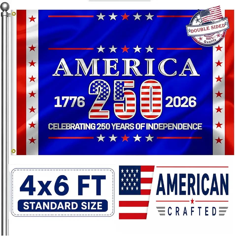 250 Anniversary USA Flag 4x6 - Double Sided 3-Ply 250 year american anniversary flag Heavy Duty - UV Protection & Fade Resistant & 2 Brass Grommets - 250 Years Of Freedom