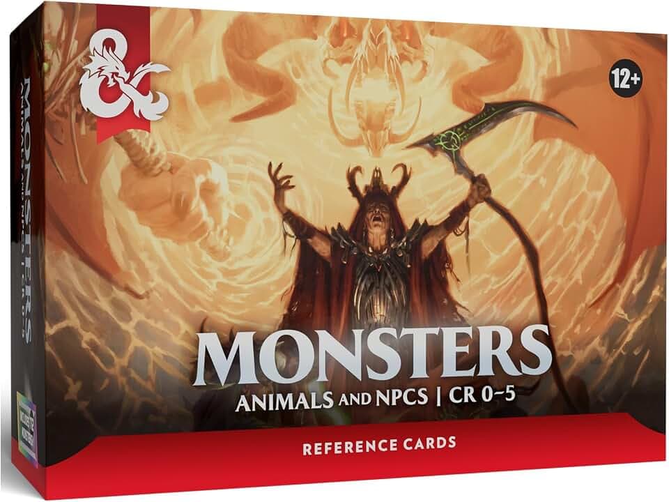 Dungeons & Dragons Referenzkarten – Monster (Tiere und NSCs) | D&D-Zubehör (Englische Version)