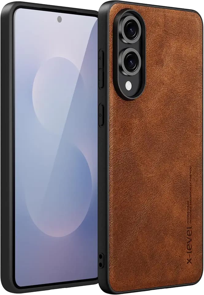 X-level PU Leather Case for Samsung Galaxy S25 Edge, Non-Slip, Slim, Brown