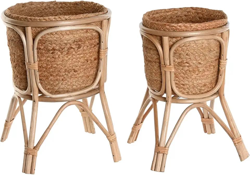 MACETERO SET 2 MIMBRE FIBRA 28X28X38 NATURAL