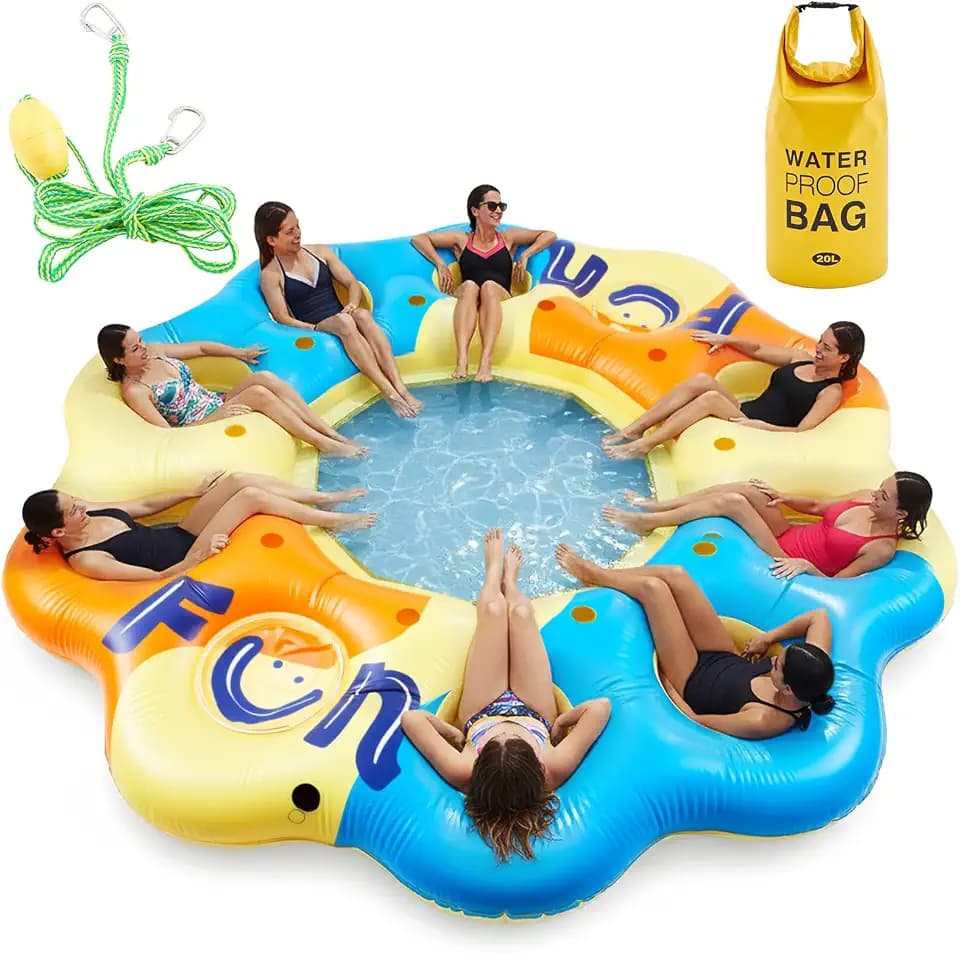 Hungdao 14.5 ft Inflatable Island Float, for 10 People, Lake Pool Adults