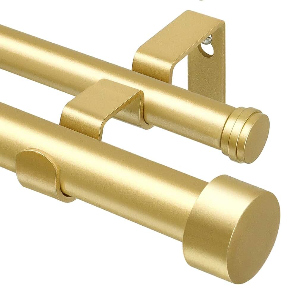 KAMANINA Gold Gardinenstange 2 Läufig 167-304 cm, Ø 25 mm Vorhangstange