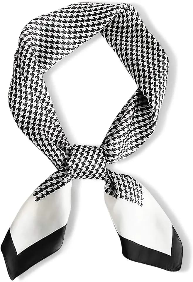 LumiSyne Seidenschal Damen Klassisch Hahnentritt Quadratischer Schal Weiche Warmer Maulbeerseide Französische Art Kopftuch Geschäfts Stil Mode Dekoration Bandana Haarband Frühling Herbst