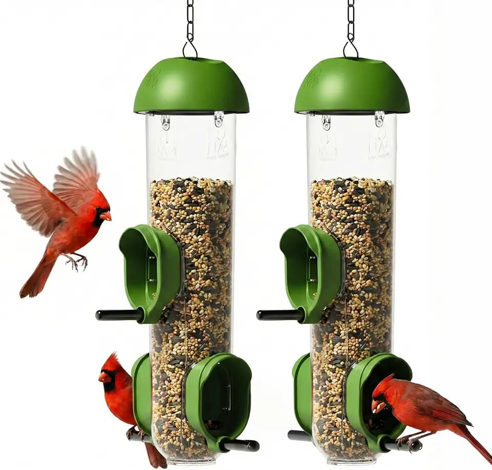 ‌LONA 2 Pack Tube Bird Feeders, Weatherproof Design with 3 Feeding Ports