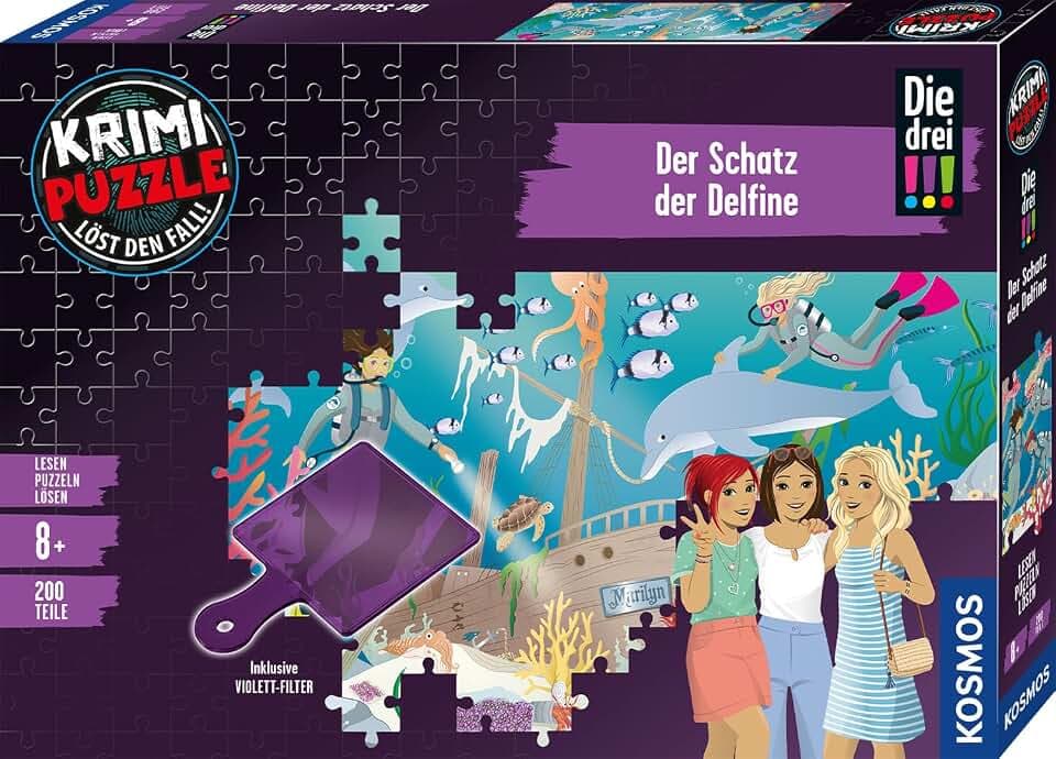 Kosmos Krimi Puzzle Die DREI !!! Der Schatz der Delfine, 200 Teile